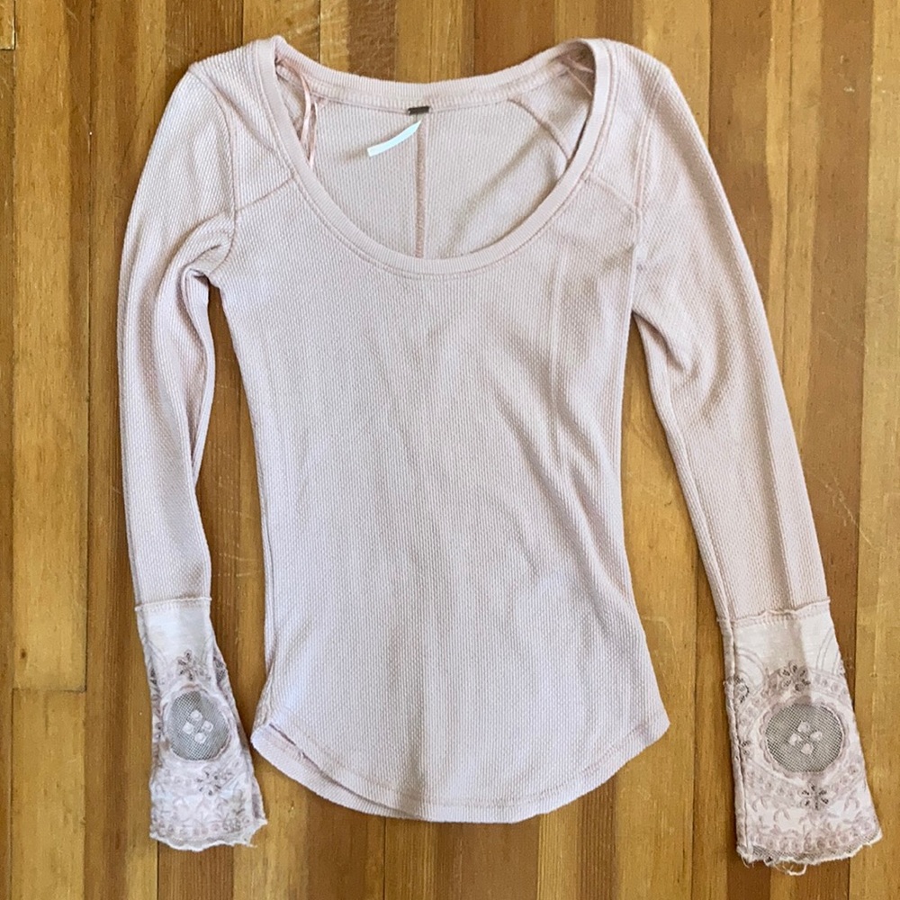 Baby pink Free People thermal top - size S